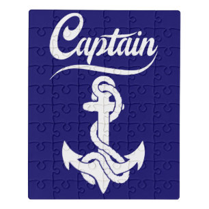 Captain Sailboat Anchor Nautical Design Jigsaw Puzzle