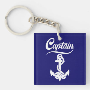 Captain Sailboat Anchor Nautical Design Keychain