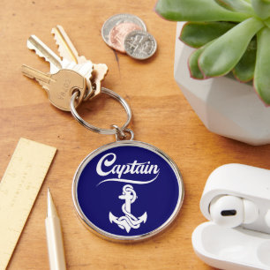 Captain Sailboat Anchor Nautical Design Keychain