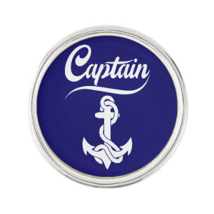 Captain Sailboat Anchor Nautical Design Lapel Pin