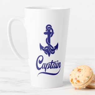 Captain Sailboat Anchor Nautical Design Latte Mug