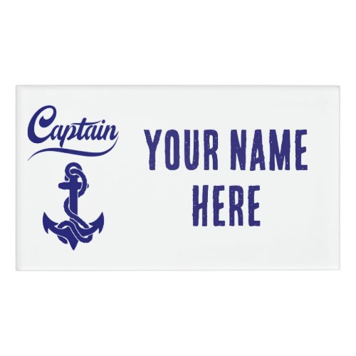 Captain Sailboat Anchor Nautical Design Name Tag