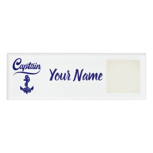 Captain Sailboat Anchor Nautical Design Name Tag