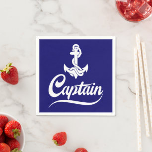 Captain Sailboat Anchor Nautical Design Napkins