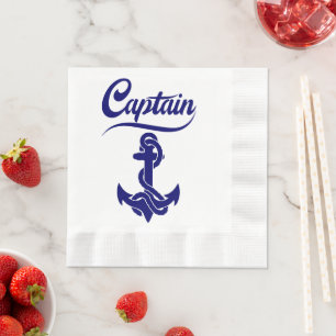 Captain Sailboat Anchor Nautical Design Napkins