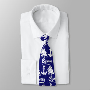 Captain Sailboat Anchor Nautical Design Neck Tie