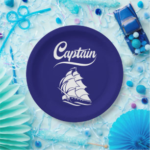Captain Sailboat Anchor Nautical Design Paper Plates