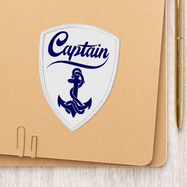 Captain Sailboat Anchor Nautical Design Patch (On Folder)