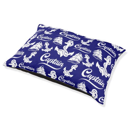 Captain Sailboat Anchor Nautical Design Pet Bed