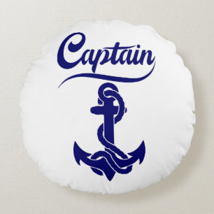 Captain Sailboat Anchor Nautical Design Round Pillow