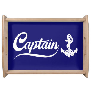 Captain Sailboat Anchor Nautical Design Serving Tray