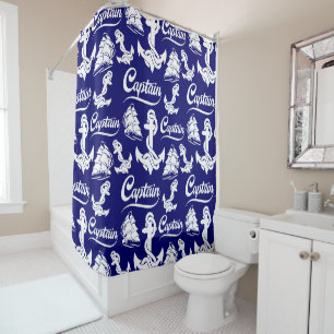 Captain Sailboat Anchor Nautical Design Shower Curtain
