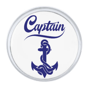Captain Sailboat Anchor Nautical Design Silver Finish Lapel Pin
