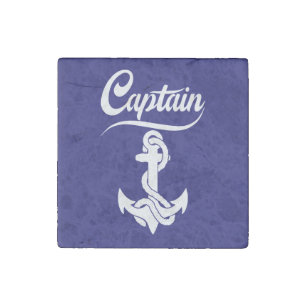 Captain Sailboat Anchor Nautical Design Stone Magnet