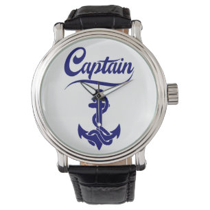 Captain Sailboat Anchor Nautical Design Watch