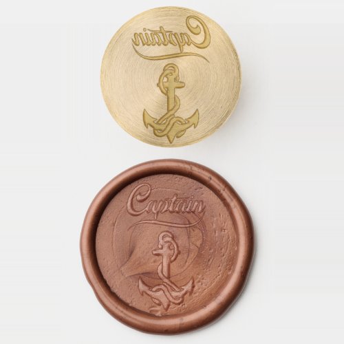 Captain Sailboat Anchor Nautical Design Wax Seal Stamp