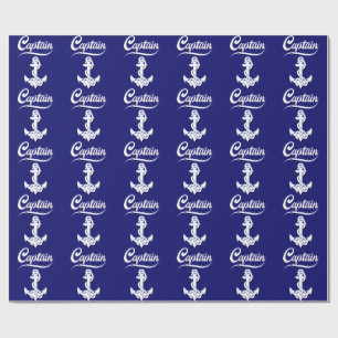 Captain Sailboat Anchor Nautical Design Wrapping Paper