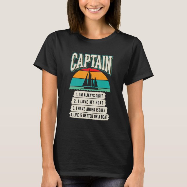 Captain Sailing Boat Boaters Sailor Captain 1 T-Shirt (Front)