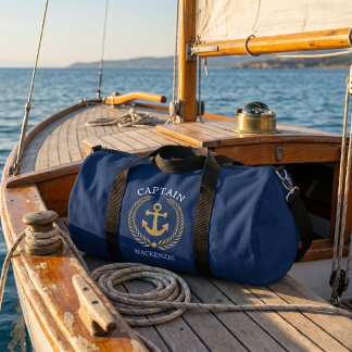 Captain Sailor Personalized Anchor  Duffle Bag