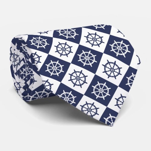 Captain Sailor Ship Steering Wheel Pattern Neck Tie