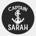 Captain Sarah Anchor Boat Yacht Boating Ship  Classic Round Sticker