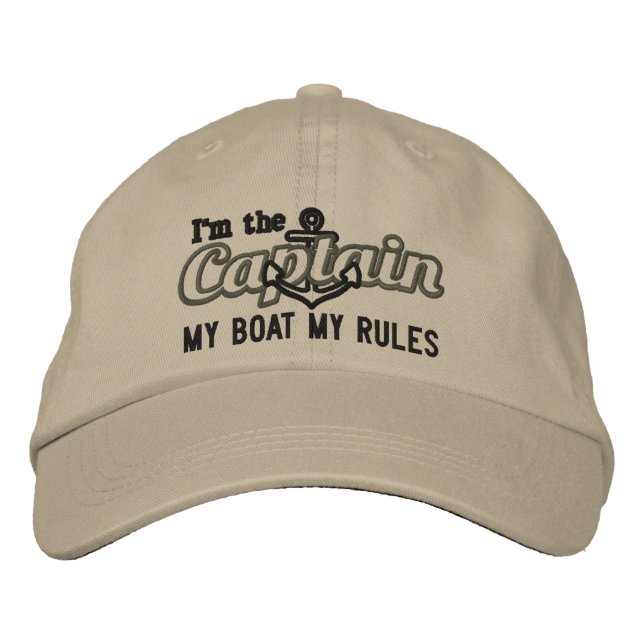Captain says My Boat My Rules Embroidered Baseball Hat (Front)