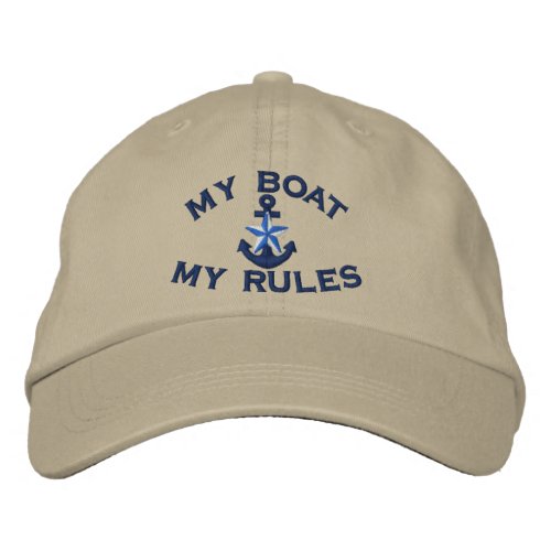 Captain says My Boat My Rules Star Anchor Embroidered Baseball Cap