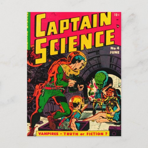 Captain Science __ Vampires Truth or Fiction Postcard