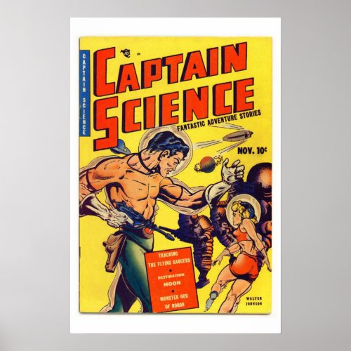 Captain Science Vintage Comic Book Cover Poster