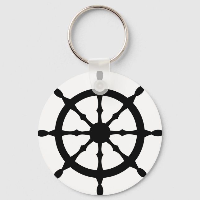 captain ship steering wheel keychain (Front)