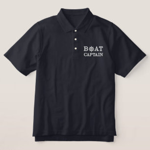 Captain Ship Wheel Custom Boating Swag Embroidered Polo Shirt