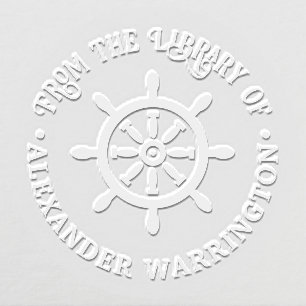 Captain Ship Wheel “from the library of” Book Embosser