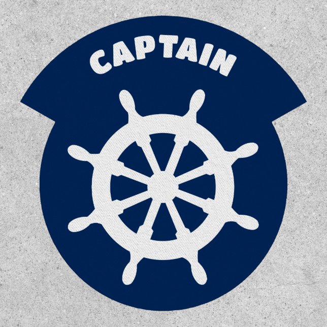 Captain Ship's Wheel Navy Blue and White Sailing Patch (Front)