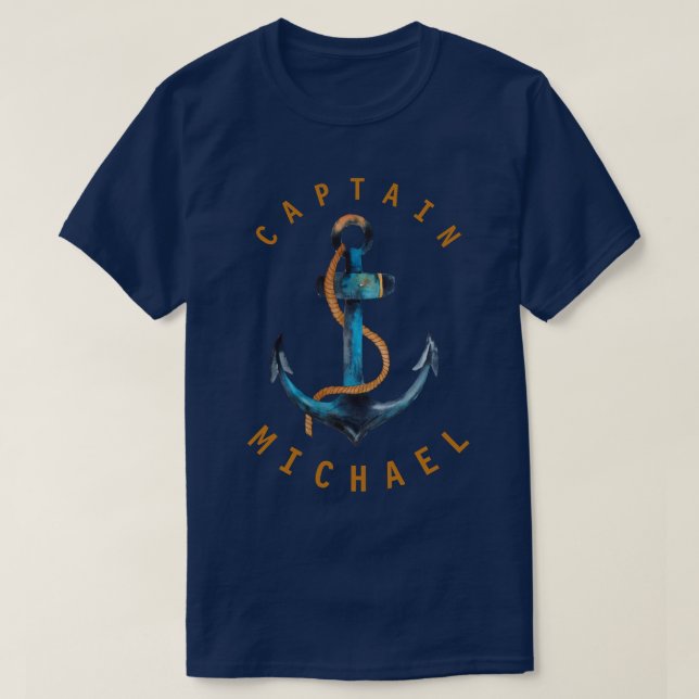 Captain Shirt Watercolor Anchor Personalized (Design Front)