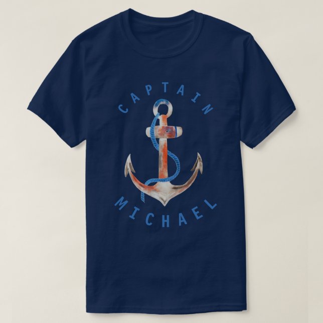 Captain Shirt Watercolor Anchor Personalized (Design Front)