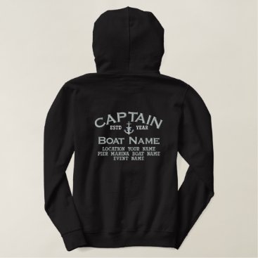 Captain Silver Star Anchor Easily Personalized Embroidered Hoodie