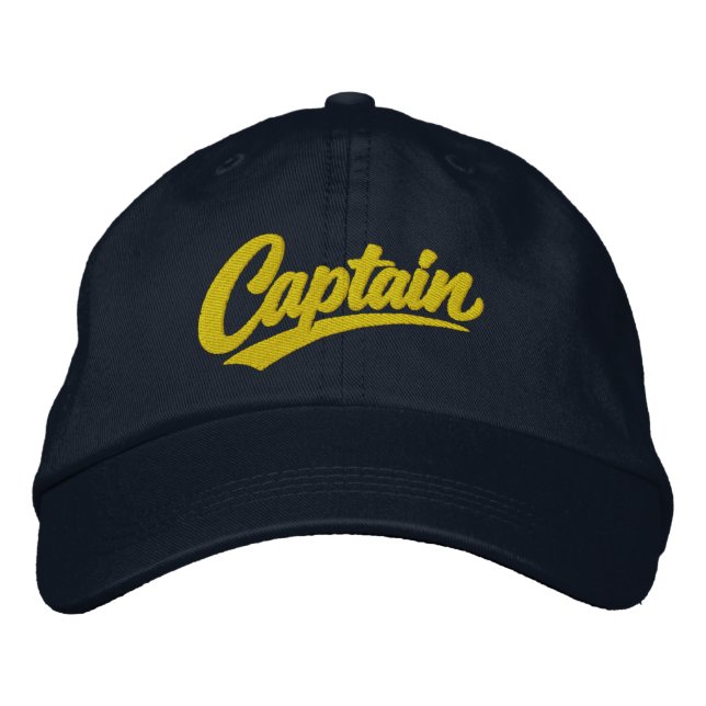 Captain Simple Bold Typography Style Embroidered Baseball Cap (Front)