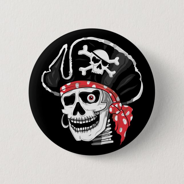 Captain Skull Pirate Button (Front)