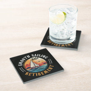 Captain Smooth Sailing into Retirement Glass Coaster