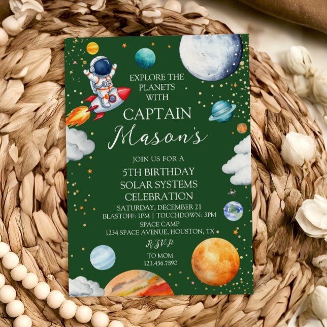 Captain Space Birthday Party Invitation for Kids (Creator Uploaded)