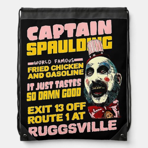 Captain Spaulding Fried Chicken Vintage Horror Drawstring Bag