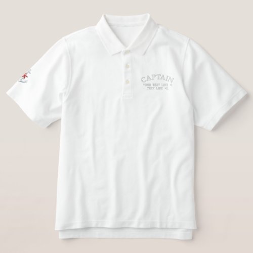 Captain Star Anchor to Personalize with Your Text Embroidered Polo Shirt
