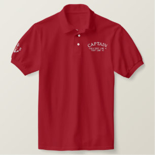 Captain Star Anchor with Your Text and initials Embroidered Polo Shirt