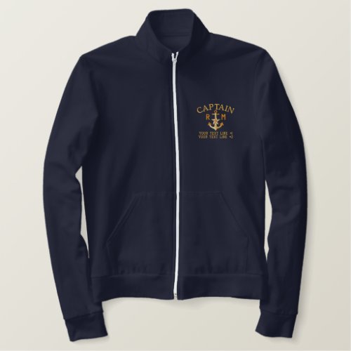 Captain Star Anchor Your Monogram and Text Embroidered Jacket