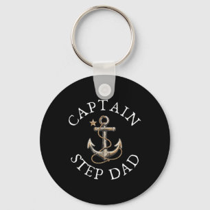Captain Step-dad Boat Sailing Boating Vintage Anch Keychain