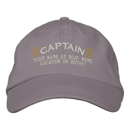 Captain Stripes Customizable Your Name Boat Local Embroidered Baseball