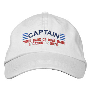 CAPTAIN Stripes Customizable Your Name Boat Local Embroidered Baseball Hat