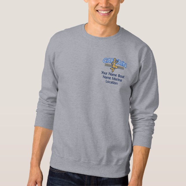 Captain Stripes Murmaid Personalizable Your Name! Embroidered Sweatshirt (Front)