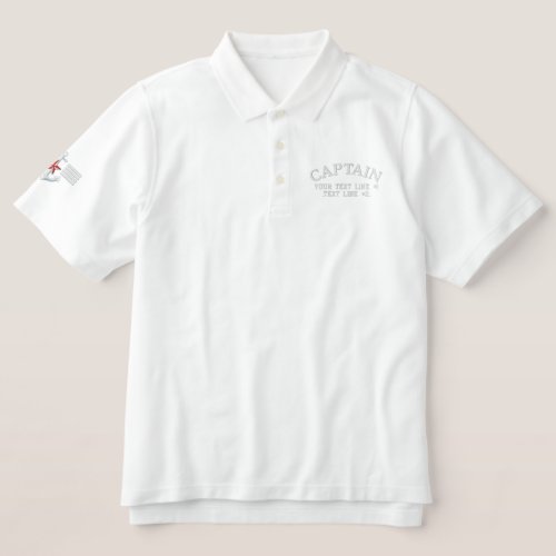 Captain Stripes Star to Personalize with Your Text Embroidered Polo Shirt