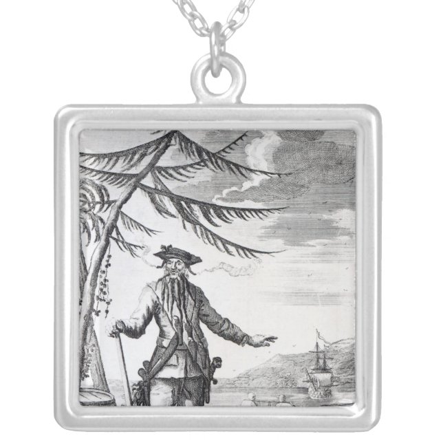 Captain Teach, commonly called Blackbeard Silver Plated Necklace (Front)